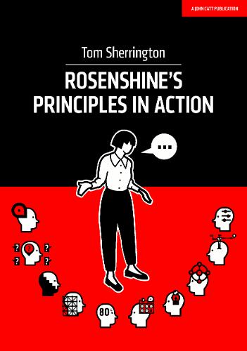 The image is a book cover. Alt text: Book cover with a teacher and students, red and black background.