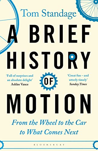 Book cover for A Brief History of Motion by Tom Standage with gear graphics.