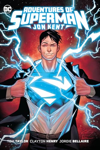 Comic book cover featuring Jon Kent opening his shirt to reveal the Superman symbol.