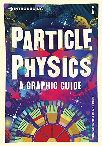 Book cover: "Particle Physics: A Graphic Guide" with abstract cosmic imagery.