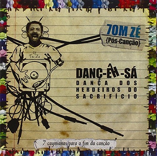 Tom Zé album cover: sketched figure with text on beige, colorful border.