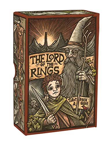The Lord of the Rings" tarot box featuring Frodo and Gandalf illustration.