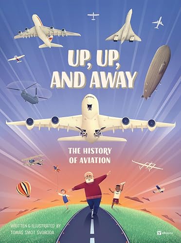 Book cover showing various aircraft and a man with children on a runway.
