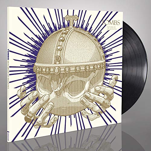 Intricate album cover featuring a crowned skull held by skeletal hands.