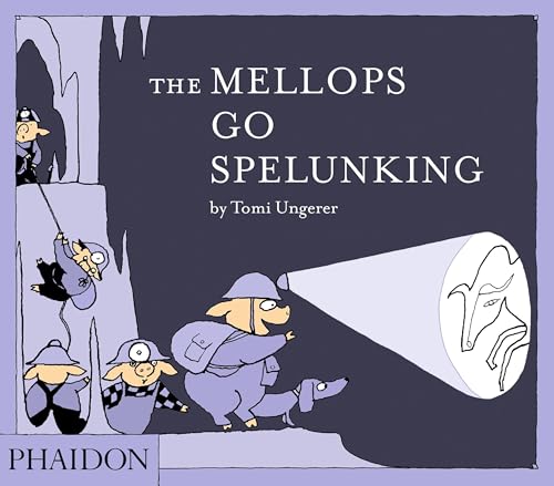 Book cover: cartoon pig-like creatures spelunking with a flashlight.