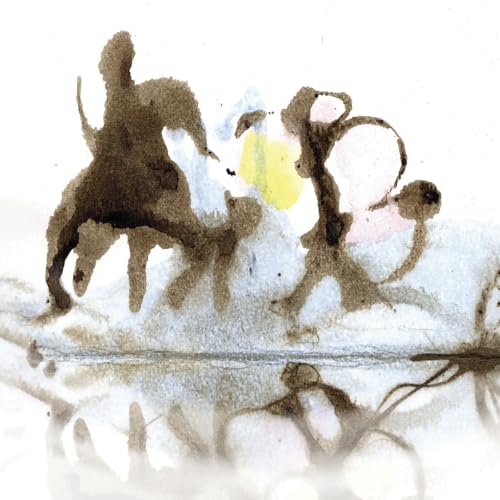 Abstract watercolor painting of figures with mirrored reflections below.