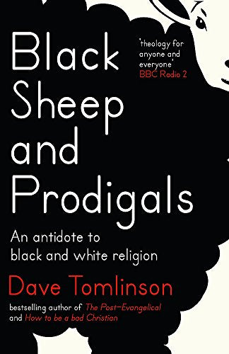 Book cover: "Black Sheep and Prodigals" by Dave Tomlinson, with sheep illustration.