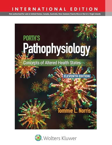 Textbook cover for "Porth's Pathophysiology," eleventh edition, with virus imagery.