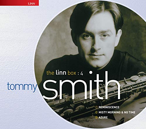 Tommy Smith holding a saxophone on the cover of The Linn Box Vol. 4.