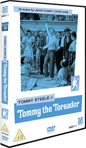 DVD cover for "Tommy The Toreador" featuring a man and a bullfighter.