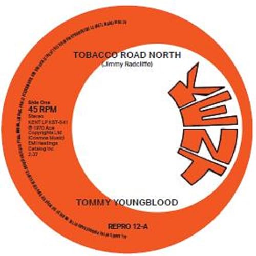 Orange vinyl record label for Tobacco Road North by Tommy Youngblood.