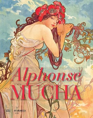 Art Nouveau illustration of a woman with red flowers in her hair.
