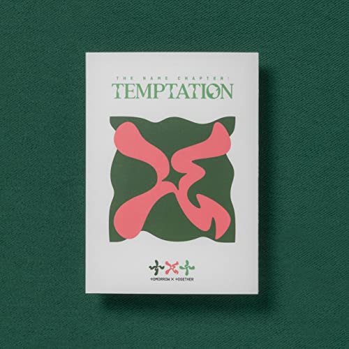 Tomorrow X Together “Temptation” CD cover with abstract pink and green design.