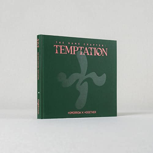 Dark green TOMORROW X TOGETHER album cover with abstract white design.