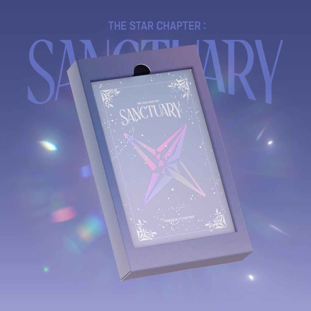 Tomorrow x Together CD case with a geometric butterfly design.