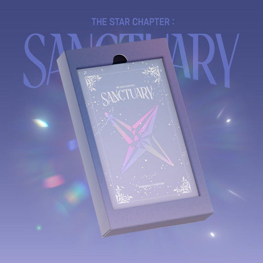 Tomorrow x Together CD case with a geometric butterfly design.