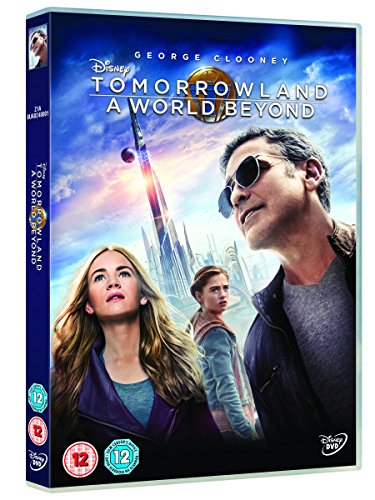 DVD cover for Tomorrowland: A World Beyond featuring George Clooney and two young women.