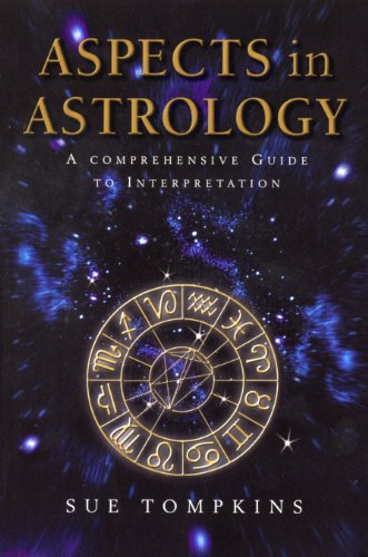 Book cover for Aspects in Astrology featuring a zodiac wheel against a starry background.