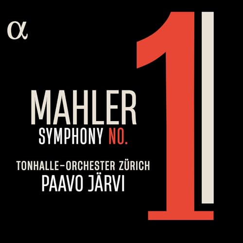 Black album cover with a large red number one and white text: Mahler Symphony No. 1.