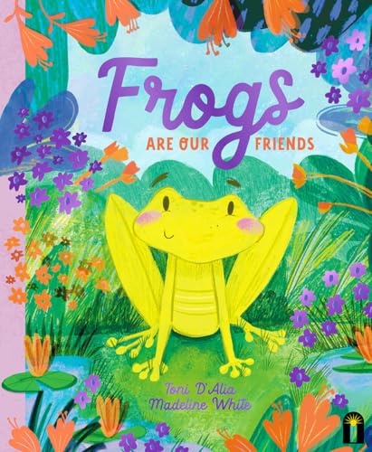 Book cover featuring a smiling yellow frog amongst colorful flowers.