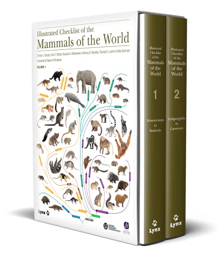 Two-volume illustrated checklist of world mammals with animal depictions.