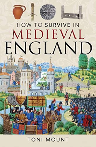 Book cover showing medieval illustrations of castles, soldiers, and a boat with people.