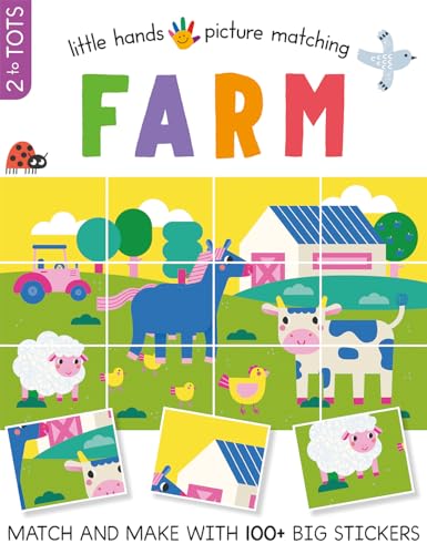 Farm animal picture matching puzzle for toddlers, with stickers included.
