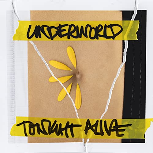 CD cover for Tonight Alive’s “Underworld” with yellow floral design.