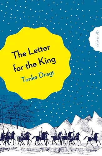 Book cover with a yellow scalloped shape on a blue snowy background featuring riders.