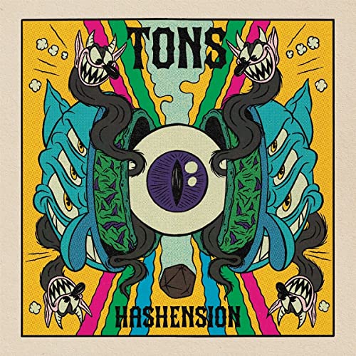 Colorful album cover with cartoon eyes, monsters, and the title "Tons - Hashension".