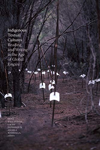 Book cover showing white papers attached to thin sticks in a dark forest.