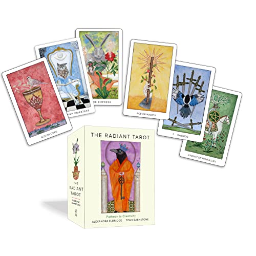 Tarot card deck and box with colorful, illustrative artwork featuring birds and flowers.