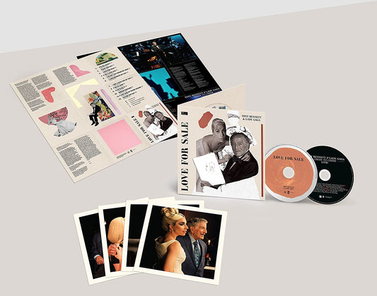 "Album cover with black and white image of Tony Bennett and Lady Gaga."