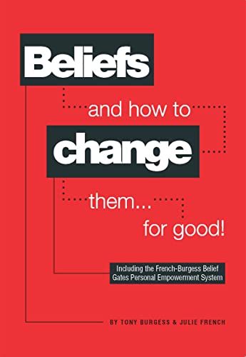 Red book cover with bold white and black text: "Beliefs" and "change.
