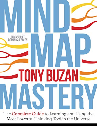 Book cover: "Mind Map Mastery" by Tony Buzan, with colorful swirls.