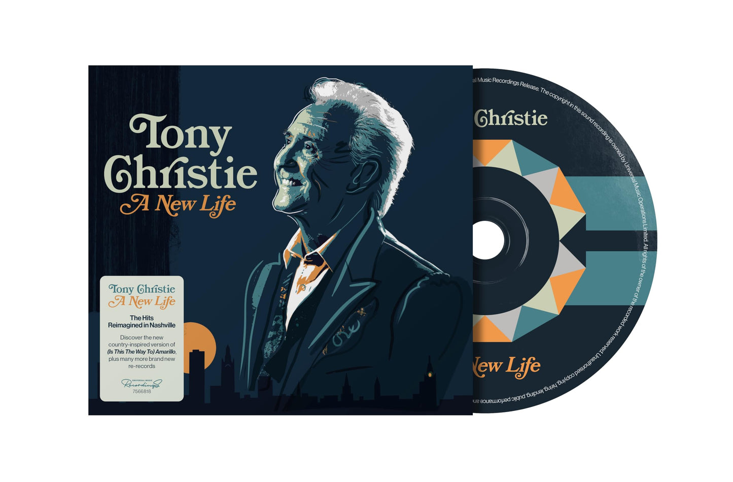 CD cover for Tony Christie’s “A New Life” featuring a portrait.