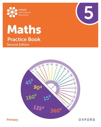 Orange maths practice book cover with a protractor illustration.