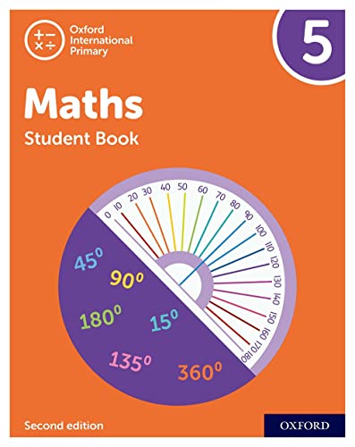 Oxford International Primary Maths Student Book 5 cover with a protractor graphic.