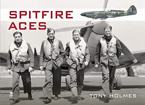 Four WWII pilots and a Spitfire aircraft on the cover of a book.