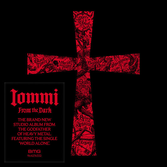 CD cover for Tony Iommi’s “From the Dark” with a red cross design.