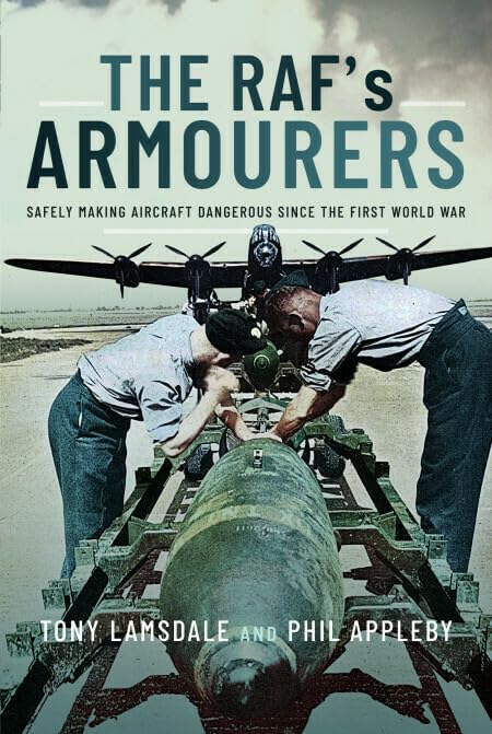 Image of a book cover with RAF armourers and aircraft in background scenes.