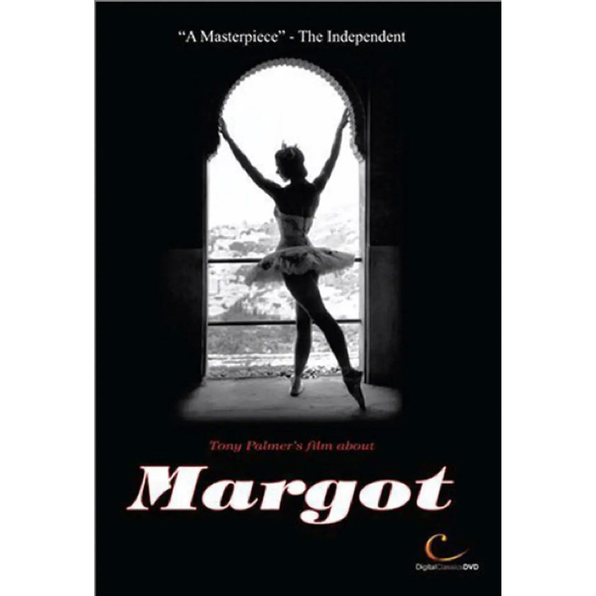 Black and white image of ballerina Margot Fonteyn in a doorway.
