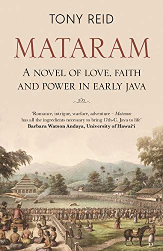 Book cover for “Mataram” depicting a Javanese landscape and figures.
