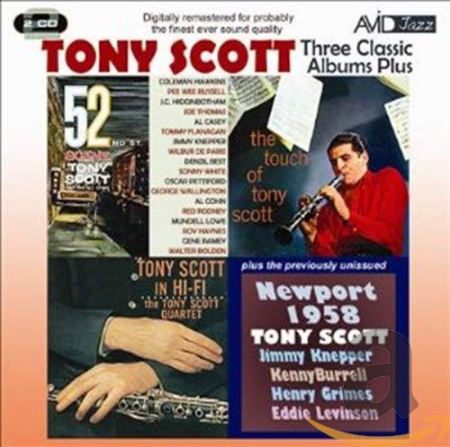 CD cover for Tony Scott’s “Three Classic Albums Plus” featuring musicians.