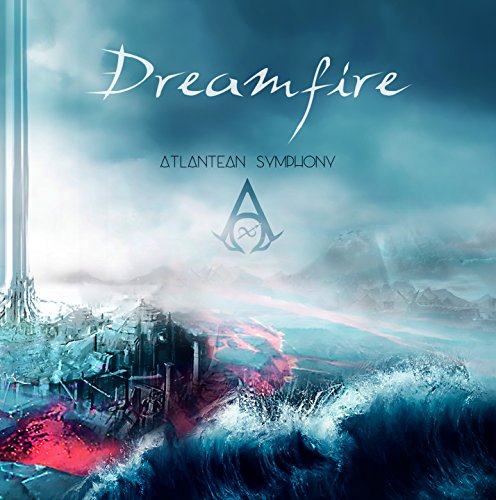 CD cover: fantasy landscape with ruins, waves, and the title "Dreamfire".