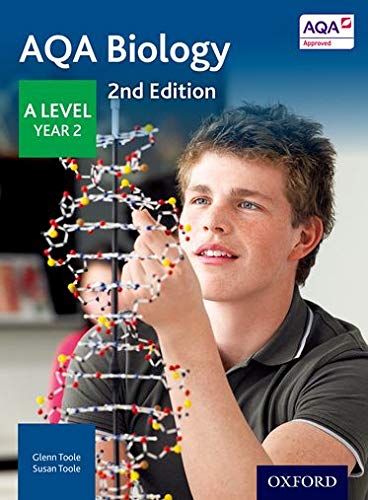 AQA Biology A Level Year 2 textbook cover with student and DNA model.