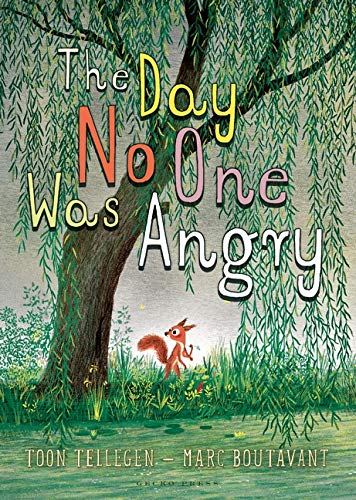 Book cover: a fox under a weeping willow, title "The Day No One Was Angry".