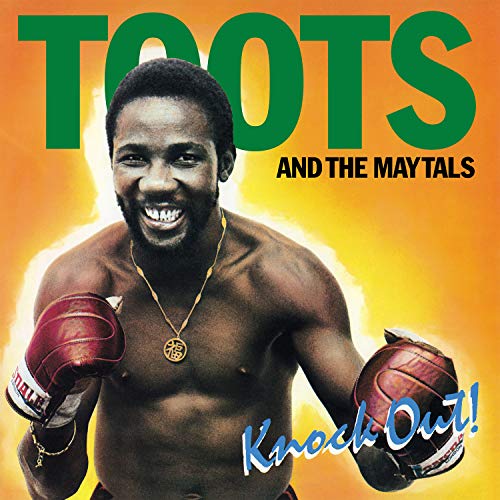 "Album cover featuring a man wearing boxing gloves against a yellow and orange background."