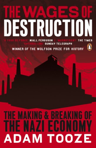 Book cover for The Wages of Destruction featuring a black factory silhouette on red.