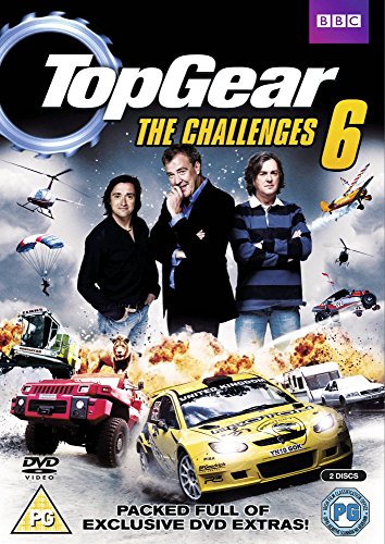 DVD cover featuring the three Top Gear presenters surrounded by various vehicles and explosions.